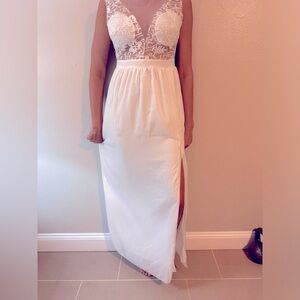 White Lace Top Dress